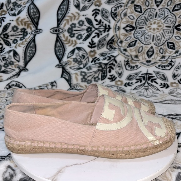 Tory Burch Weston Flat Espadrille Rose Women's Size 7 Two-tone Canvas Slip On - Picture 4 of 12